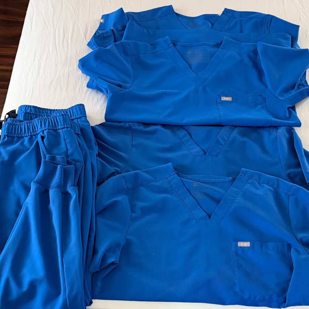 Figs Royal Blue V-Neck Medical Scrub Tops